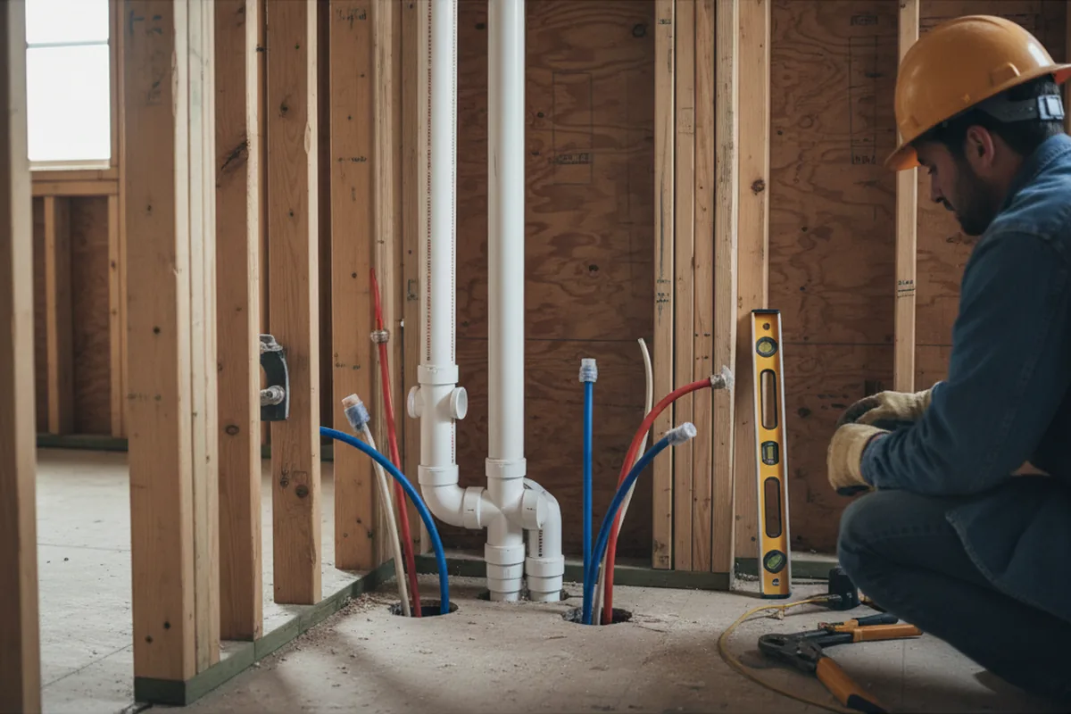 Drain and supply rough-in during Leak Detection in Carrollton